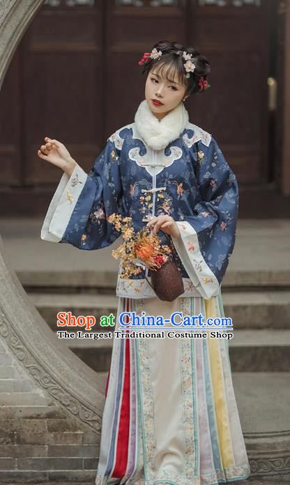 China Traditional Qing Dynasty Manchu Princess Historical Costume Ancient Court Beauty Apparels Clothing