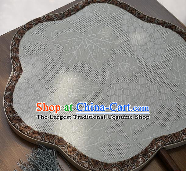 China Traditional Hanfu Fan Handmade Palace Fan Classical Grape Pattern Silk Fan