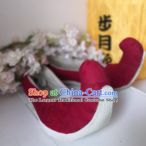 China Wedding Red Satin Shoes Handmade Hanfu Shoes Traditional Tang Dynasty Princess Shoes