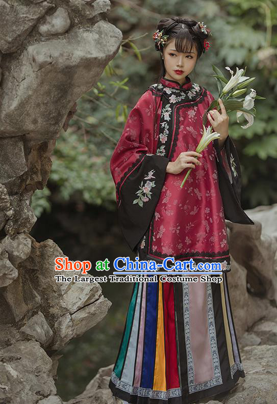 China Ancient Noble Mistress Historical Costumes Traditional Qing Dynasty Rich Lady Clothing