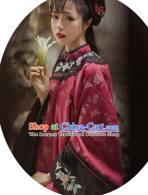 China Ancient Noble Mistress Historical Costumes Traditional Qing Dynasty Rich Lady Clothing