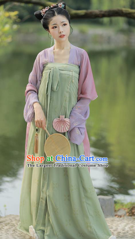 China Traditional Tang Dynasty Country Girl Historical Costume Ancient Young Lady Hanfu Dress