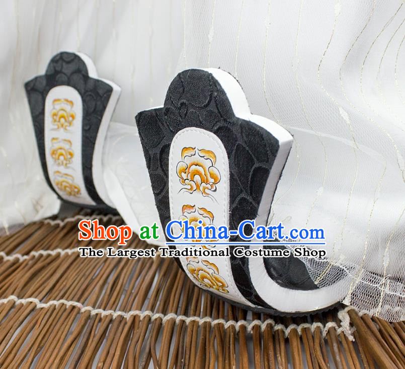 Chinese Traditional Hanfu Shoes Handmade Han Dynasty Emperor Black Cloth Shoes
