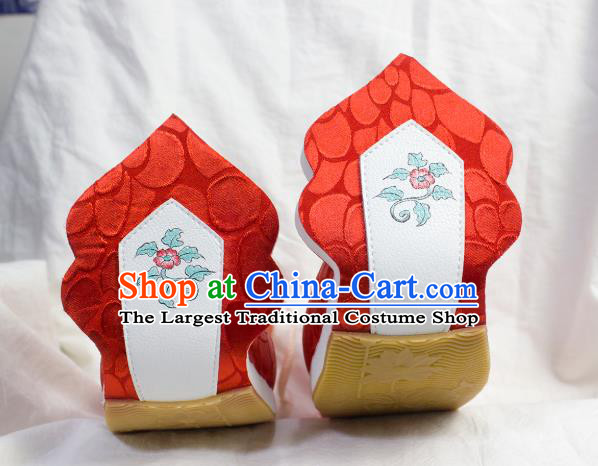 China Hanfu Wedding Shoes Traditional Tang Dynasty Princess Shoes Classical Red Brocade Shoes