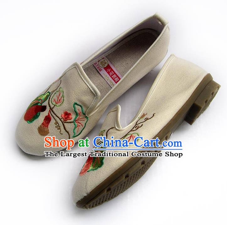 China Women Shoes Traditional Shoes National Beige Flax Shoes