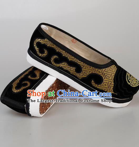 Chinese Handmade Ancient Elderly Gentleman Shoes Traditional Beijing Opera Laosheng Shoes