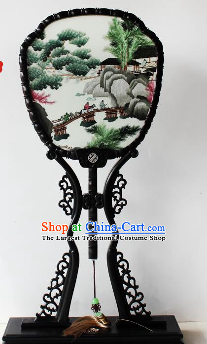China Traditional Palace Fan Classical Dance Fan Handmade Embroidered Silk Fan
