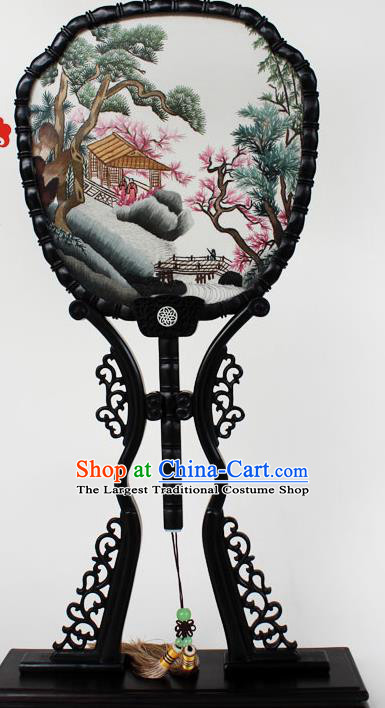 China Classical Dance Fan Handmade Embroidered Silk Fan Traditional Palace Fan