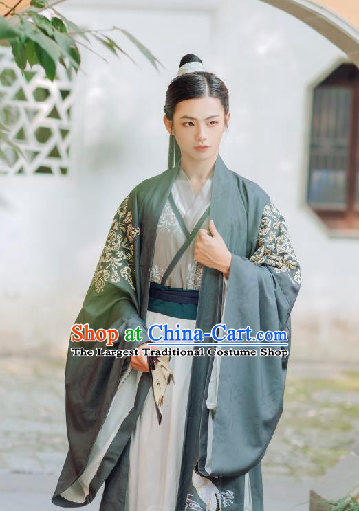 China Ancient Scholar Embroidered Costumes Traditional Ming Dynasty Noble Childe Clothing for Men