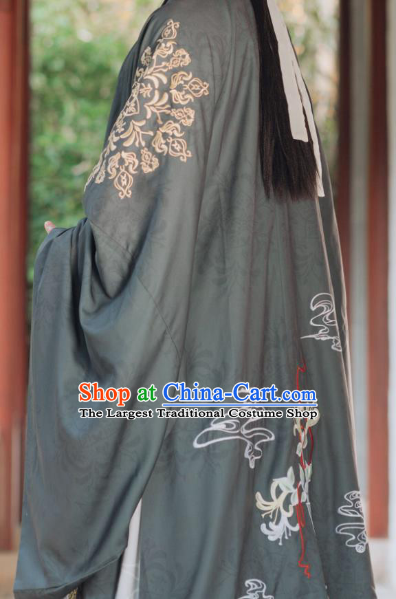 China Ancient Scholar Embroidered Costumes Traditional Ming Dynasty Noble Childe Clothing for Men