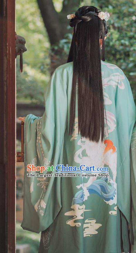 China Traditional Tang Dynasty Princess Green Hanfu Dress Clothing Ancient Court Lady Costumes