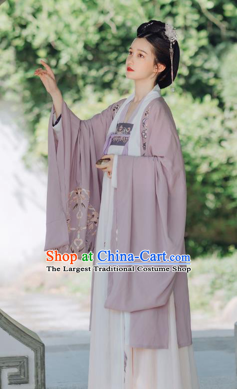 China Ancient Tang Dynasty Court Woman Hanfu Clothing Traditional Embroidered Garment Complete Set