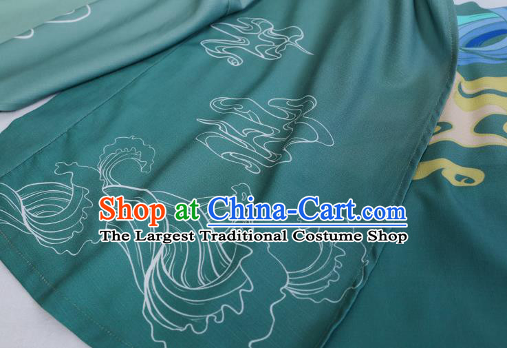 China Ancient Young Swordsman Embroidered Costumes Traditional Jin Dynasty Scholar Green Hanfu Clothing