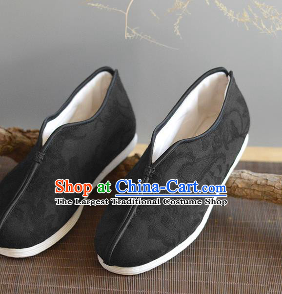 China Traditional Black Cloth Shoes National Cotton Padded Shoes Elderly Women Shoes