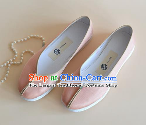 China Traditional Hanfu Pink Satin Shoes National Young Lady Shoes