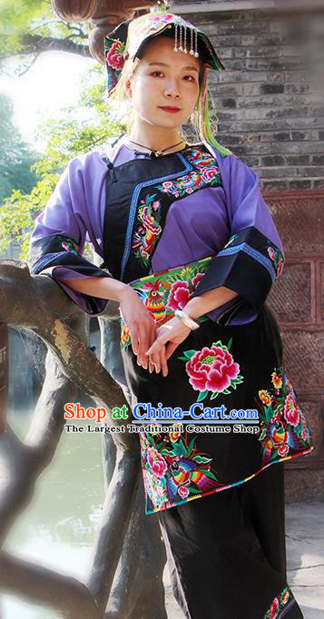 Chinese Miao Nationality Women Clothing Xiangxi Ethnic Costumes and Headwear