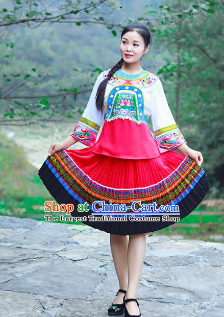 Chinese Miao Nationality Young Lady Clothing Hmong Ethnic Folk Dance Costumes