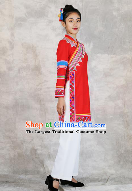 Chinese Yunnan Nationality Folk Dance Dress Outfits Ethnic Woman Costume Lahu Minority Informal Clothing