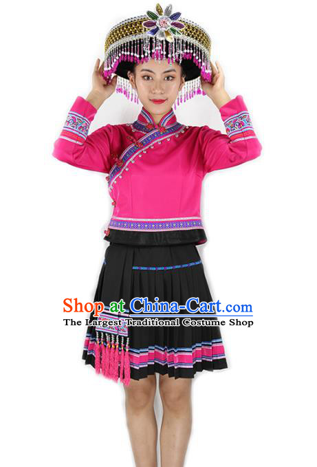 Chinese Yunan Minority Outfits Clothing Hani Ethnic Informal Costume She Nationality Woman Dress