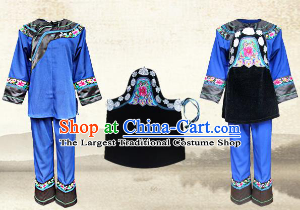 Chinese Xiangxi Hmong Ethnic Folk Dance Blue Outfits Miao Nationality Informal Clothing