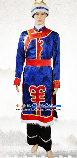 China Oroqen Nationality Stage Show Costumes Heilongjiang Olunchun Ethnic Minority Male Winter Clothing and Headwear