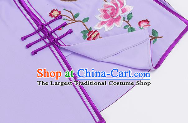 China Women Tai Chi Training Costumes Traditional Kung Fu Embroidered Violet Outfits