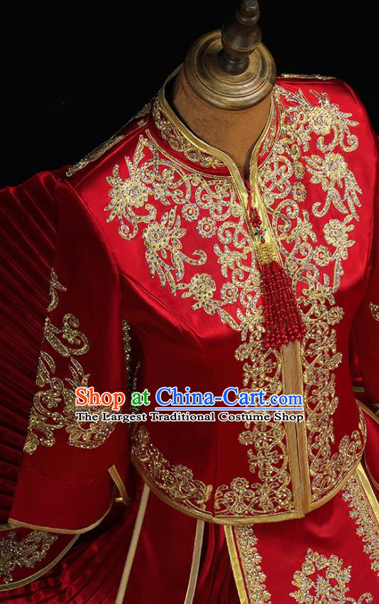 Chinese Classical Xiuhe Suit Red Outfits Traditional Wedding Clothing Bride Embroidered Costumes
