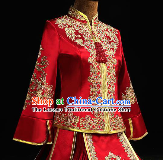 Chinese Classical Xiuhe Suit Red Outfits Traditional Wedding Clothing Bride Embroidered Costumes