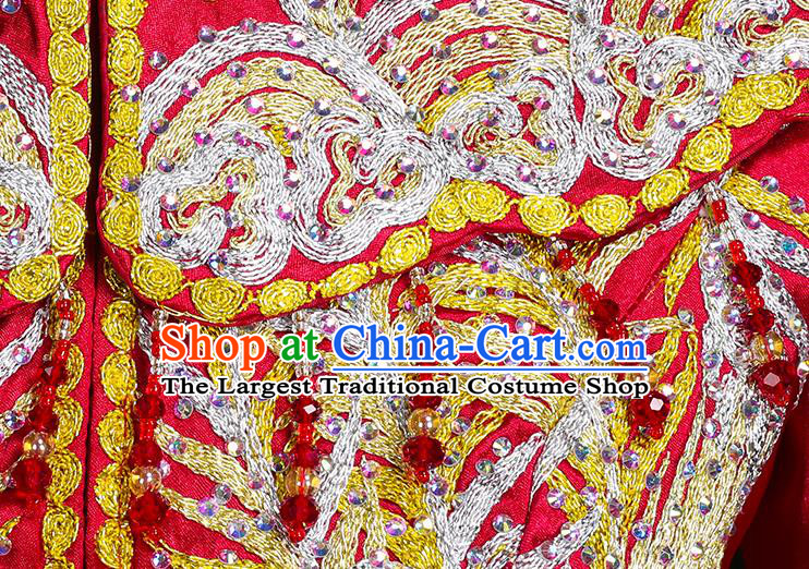 Chinese Wedding Embroidered Red Clothing Classical Bride Toast Costumes Traditional Xiuhe Suit Drilling Phoenix Outfits