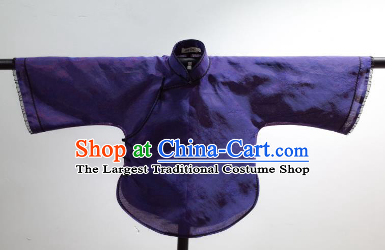 China Cheongsam Blouse Tang Suit Upper Outer Garment Classical Purple Silk Shirt