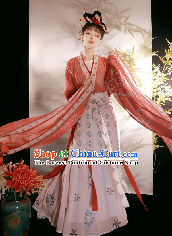 China Ancient Goddess Fairy Pink Hanfu Dress Traditional Jin Dynasty Royal Princess Replica Clothing for Women