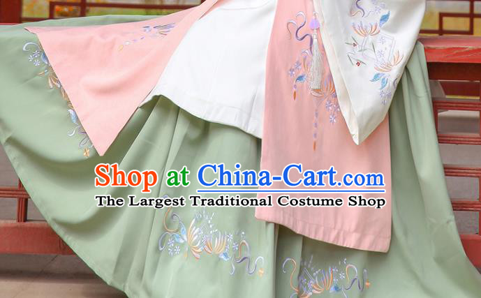 China Traditional Ming Dynasty Court Lady Embroidered Costumes Ancient Palace Beauty Hanfu Apparels Complete Set