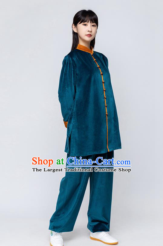 China Traditional Kung Fu Costumes Martial Arts Competition Clothing Woman Tai Chi Training Peacock Pleuche Uniforms