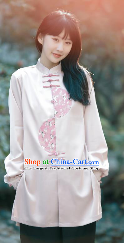 China Woman Tang Suit Pink Uniforms Traditional Kung Fu Costumes Tai Chi Exercise Clothing