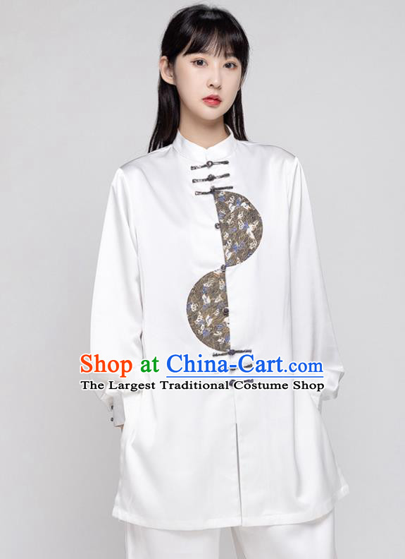 China Traditional Kung Fu Costumes Tai Chi Exercise Clothing Woman Tang Suit White Uniforms