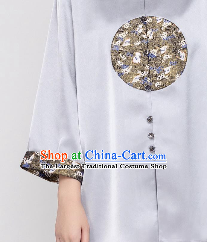 China Tai Chi Exercise Clothing Woman Tang Suit Grey Uniforms Traditional Kung Fu Costumes