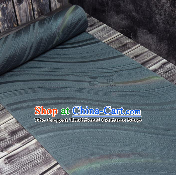 Traditional Japanese Kimono Blue Silk Fabric Asian Japan Classical Stripe Pattern Brocade Tapestry