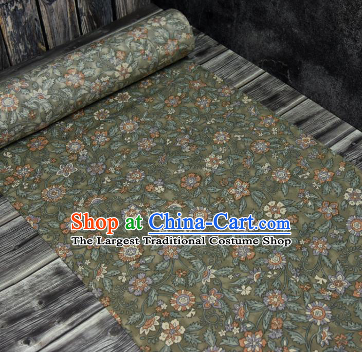 Traditional Japanese Belt Silk Fabric Asian Japan Kimono Classical Flowers Pattern Green Brocade Material