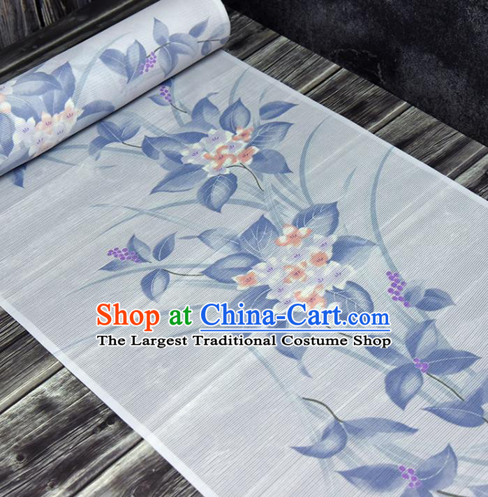 Asian Japan Classical Flowers Pattern Brocade Tapestry Traditional Qipao Dress Light Blue Silk Fabric