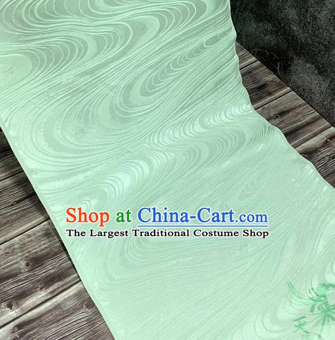 Traditional Japanese Kimono Pure Silk Fabric Asian Japan Flow Water Pattern Green Brocade Material