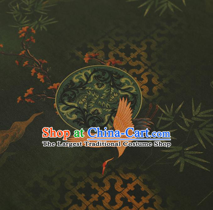 China Traditional Plum Bamboo Pattern Brocade Asian Cheongsam Gambiered Guangdong Gauze Atrovirens Silk Fabric