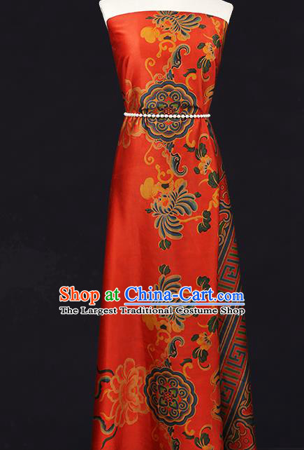 China Silk Fabric Traditional Red Brocade Asian Cheongsam Gambiered Guangdong Gauze