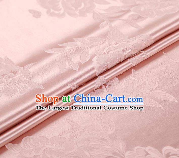 Asian Cheongsam Gambiered Guangdong Gauze China Jacquard Silk Fabric Traditional Pink Brocade