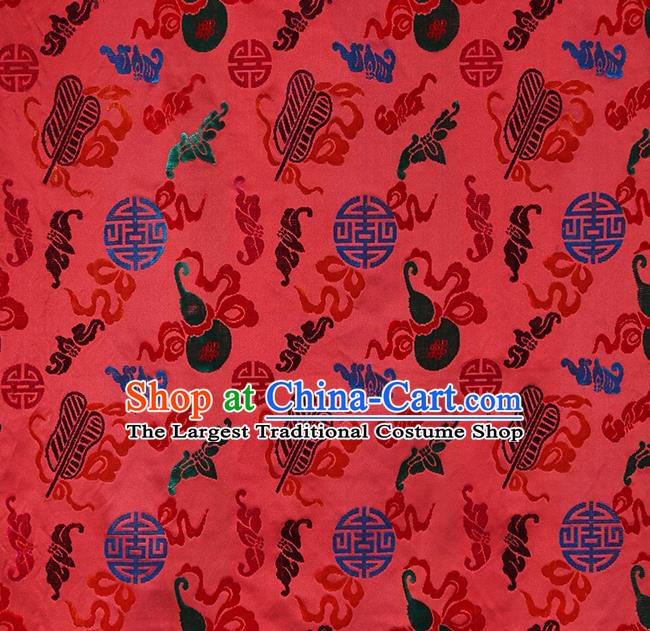 China Traditional Lucky Pattern Red Brocade Classical Qipao Dress Jacquard Silk Fabric