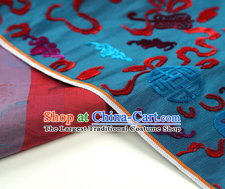 China Classical Qipao Dress Jacquard Silk Fabric Traditional Lucky Pattern Blue Brocade