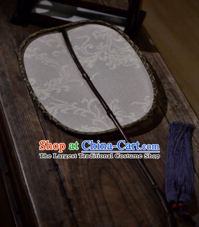 China Traditional Beige Silk Fan Ancient Ming Dynasty Court Fan Handmade Princess Palace Fan