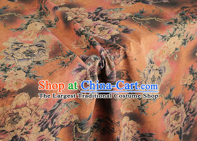 China Classical Qipao Dress Tapestry Traditional Peony Pattern Silk Fabric Brocade