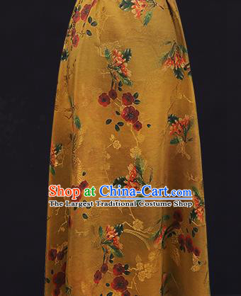China Classical Plum Blossom Pattern Cheongsam Silk Fabric Traditional Ginger Gambiered Guangdong Gauze Drapery