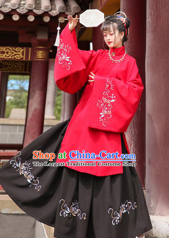 Traditional Chinese Min Dynasty Hanfu Clothing Ancient Rich Female Embroidered Costumes Full Set