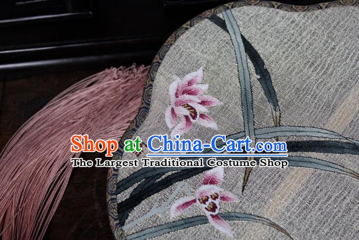 China Ancient Song Dynasty Princess Palace Fan Traditional Dance Plum Fan Handmade Orchids Pattern Silk Fan